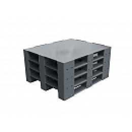 Поддон сплошной пластиковый 1200х1000x150 на 3-х полозьях усиленный одной трубой