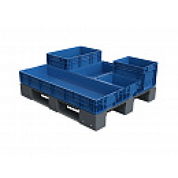 Поддон сплошной пластиковый 1200х1000x150 на 3-х полозьях усиленный одной трубой