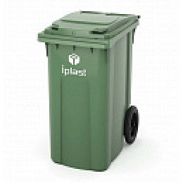 Передвижной мусорный контейнер с крышкой на колесах 360 л зеленый