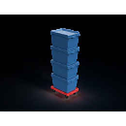 Пластиковая тележка 600х400 мм для ящиков (с отверстием) колеса без тормозов