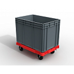 Пластиковая тележка 600х400 мм для ящиков (с отверстием) колеса без тормозов