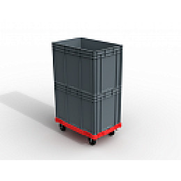 Пластиковая тележка 600х400 мм для ящиков (с отверстием) колеса без тормозов