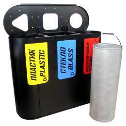 Урна для раздельного сбора мусора «Город» 3 секции (3 х 48л)