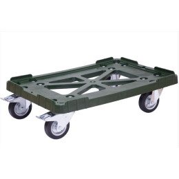 Тележка для пластиковых ящиков Арт. 508-3 чёрные колёса , два тормоза