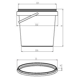 Ведро 3,3 л пластиковое с крышкой и ручкой.