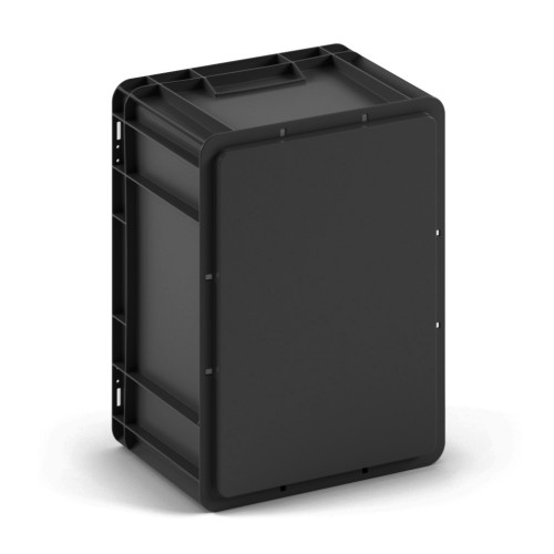 Евроконтейнер EC-4322.1 черный с гладким дном и открытыми ручками