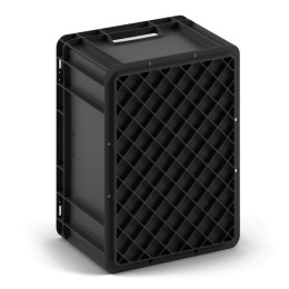 Евроконтейнер EC-4322.3 черный с усиленным дном и открытыми ручками