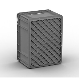 Евроконтейнер ЕС-4322.3 серый с усиленным дном и открытыми ручками